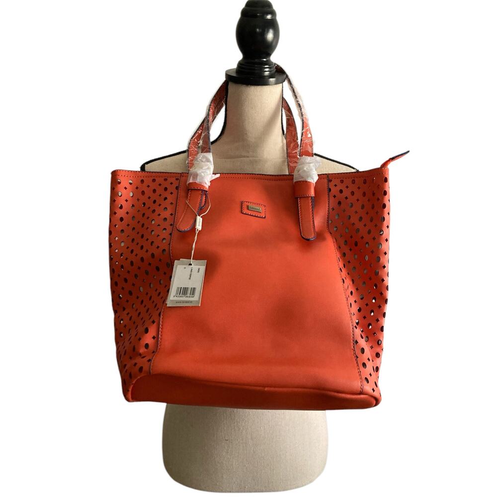 Anthropologie Orange Perforated Shoulder Bag